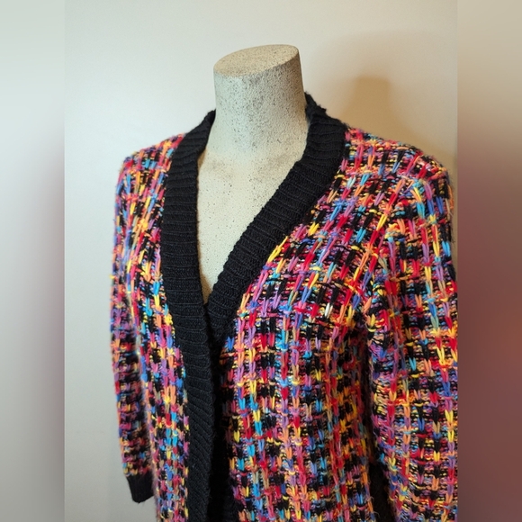 Papillon knit Cardigan Rainbow check Multicolour Speckles.  Woman's Size Medium - Picture 9 of 17